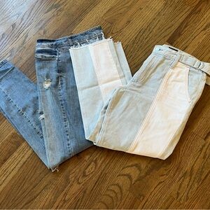 Lot of 2 AG Adriano Goldschmied Two-Tone Straight Leg Jeans, Refuge Curvy Sz 29